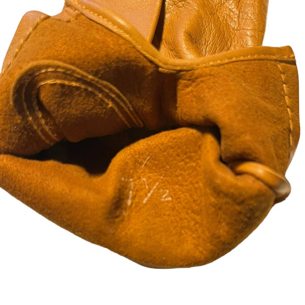 Vintage short Tan leather gloves size 7.5 - Picture 5 of 5
